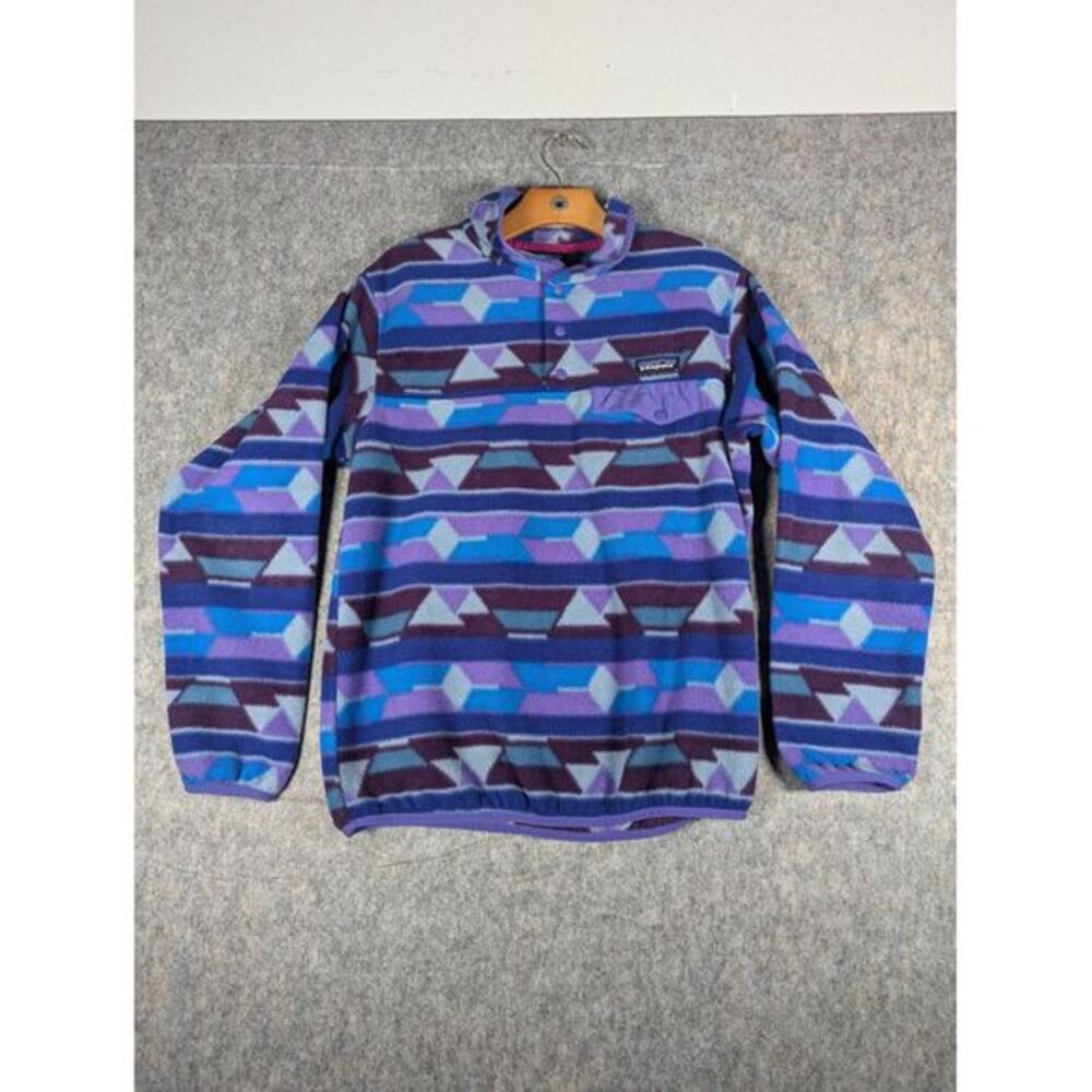 Patagonia‎ Synchilla Sweater Women's Medium Purple/Blue Fleece Snap T Pullover - Picture 2 of 8